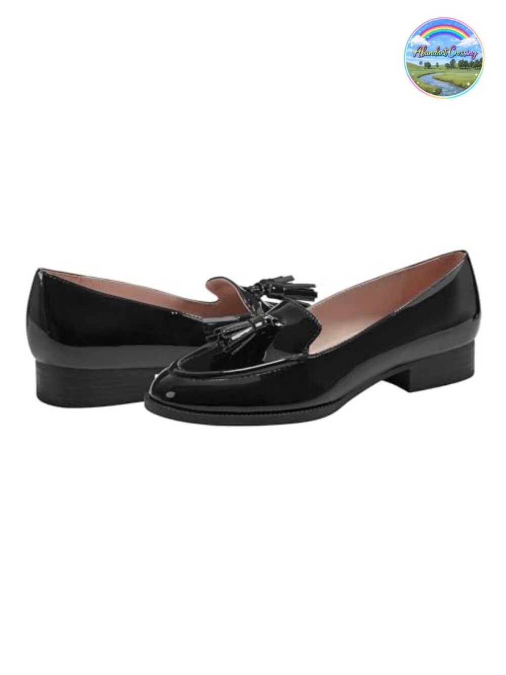 Bandolino Linzer Faux Patent Leather Almond Toe Block Heel Loafer Slip-On